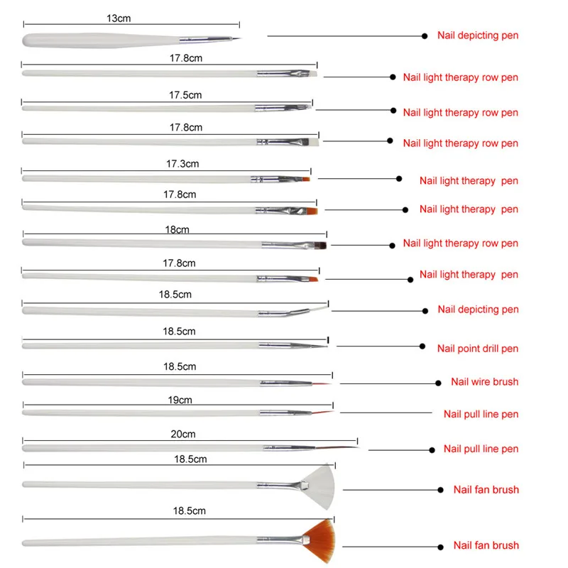 15 шт./компл. розового/белого цвета для дизайна ногтей, кисти для рисования Краски щетка комплект, кисть для ногтей, набор инструментов для сверления Ногтей Шариковая Ручка кисти гель