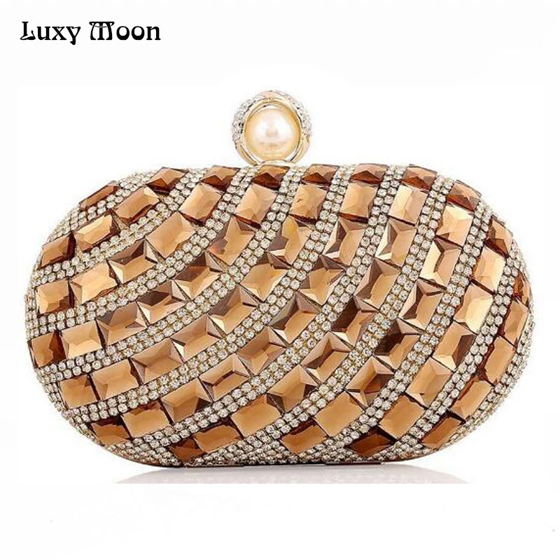 

2017 New Luxury Gold Evening Bag Handade Silver Clutch Bags Banquet Bling Blue Champagne Clutch Small Bags Free Shipping 051A
