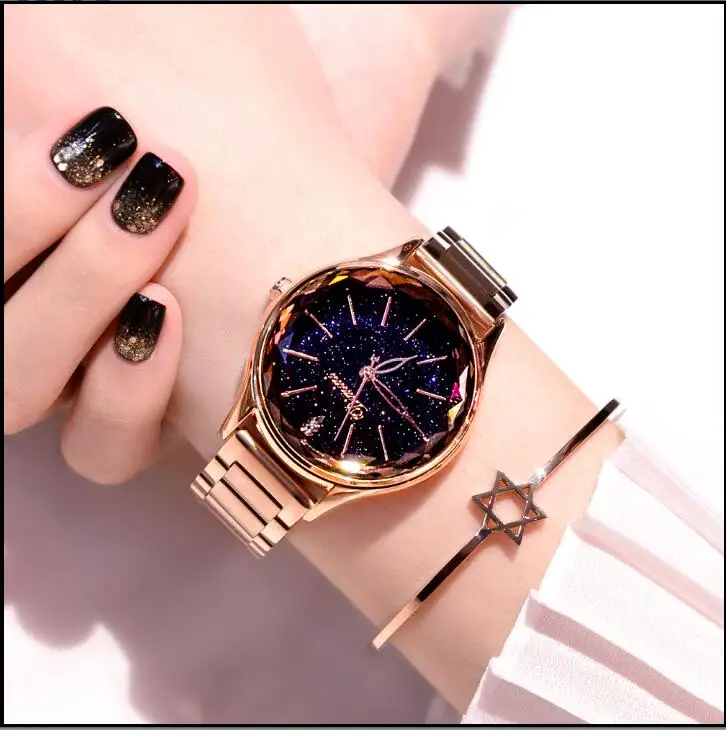

2019 Luxury Brand lady Crystal Watch Women Dress Watch Fashion Rose Gold Quartz Watches Female Stainless Steel Wristwatches