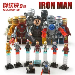 

9pcs Iron Man Gemini Mark2/33/40/42 Patriot War Machine Tony Stark the Avengers Assemble Building Blocks Minifigures Kids Toys
