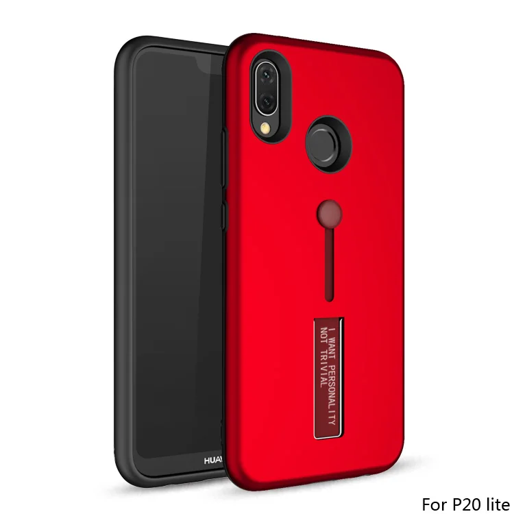 

matte armor phone holder hard plastic case for huawei p20 lite / P20 / P20 pro finger ring stand back cover fundas