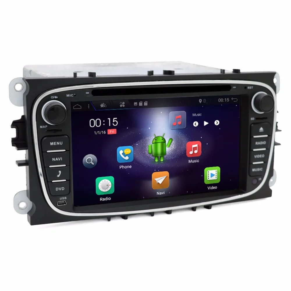 2 din Android 7.1 Quad Core Car DVD Player GPS Navi for Ford Focus Mondeo Galaxy with Audio Radio Stereo Head Unit Free Canbus