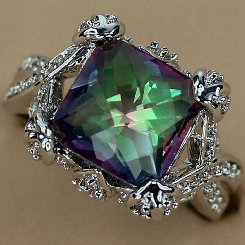 

Fleure Esme New pattern Engagement wedding rings for men and women 2019 Rainbow Cubic Zirconia Rhodium Plated R3288 size 6 7 8 9