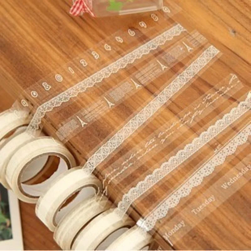 

3pcs 10M length white lace looking design self adhesive scrapbooking tape PVC DIY Sticky set