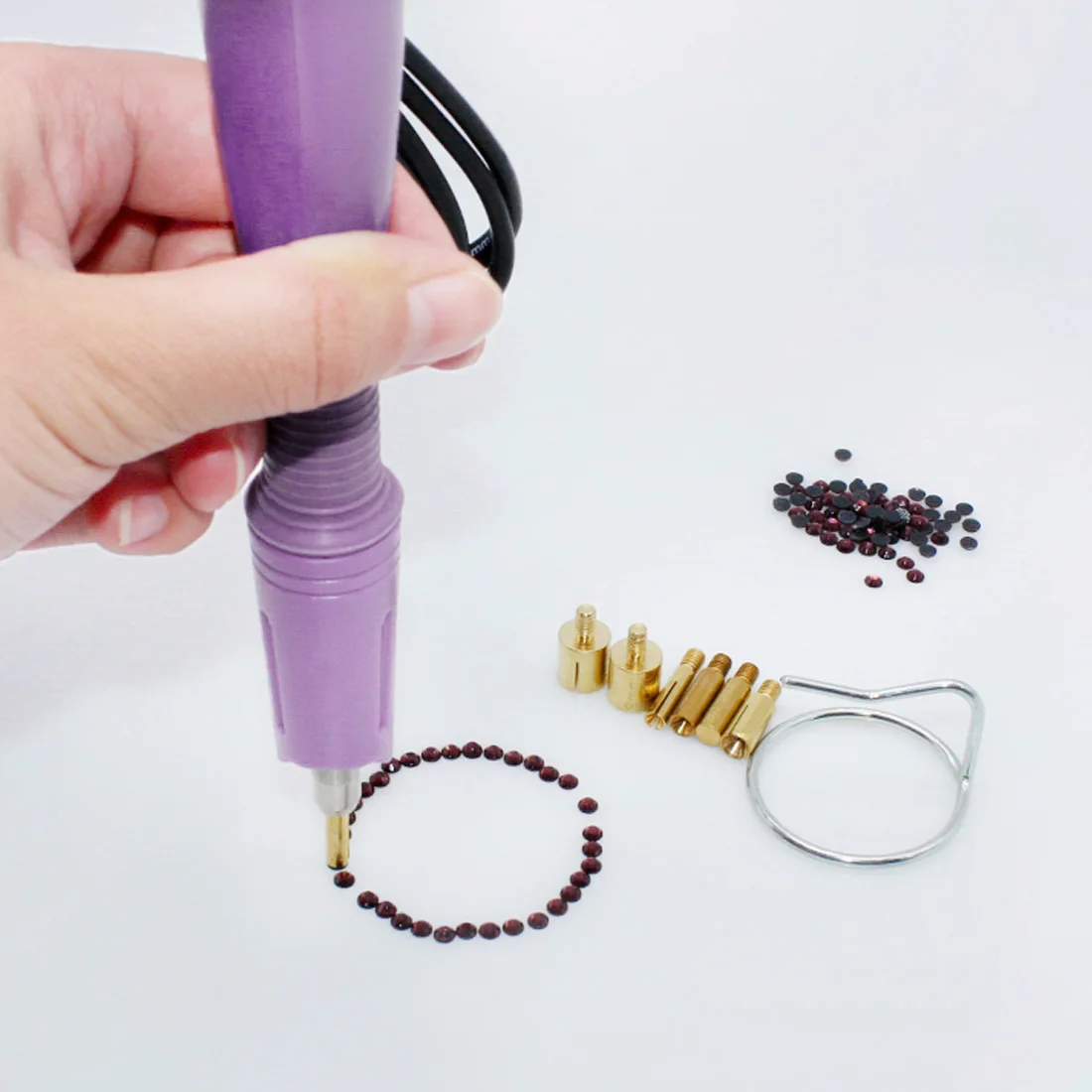

1pcs Home DIY Rhinestone Applicator Hot fix Purple / Pink Choice hot fix Applicator Iron-on Wand Heat-fix Tool Wand Gun Garment