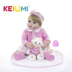 KEIUMI 23 дюймов Настоящее Reborn Baby куклы очаровательны реалистичные малыша Bonecas для Menina с FullSilicone Сюрприз Рождественский подарок
