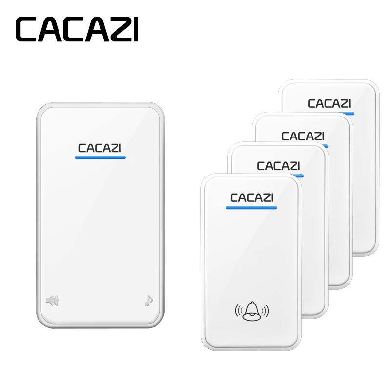 

CACAZI Wireless Doorbell Waterproof Battery Button 300M Remote LED Light Home Cordless Call Bell EU Plug 48 Chime 6 Volume