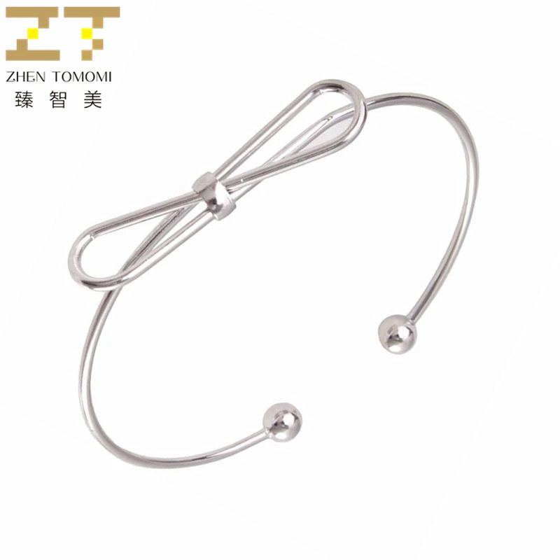 

2019 New Hot Fashion Geometric Simple Metal Bowknot Adjustable Big/small Open Charm Cuff Bracelets Bangles For Women Jewelry