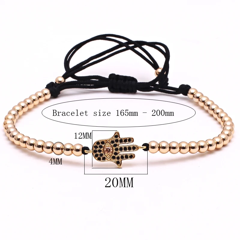 Mcllroy Brand Charm Fatima Hand Hamsa Bracelets For Women Femme Pulseras Pulsera Cuerda Micro inlay zircon eye Femal Male