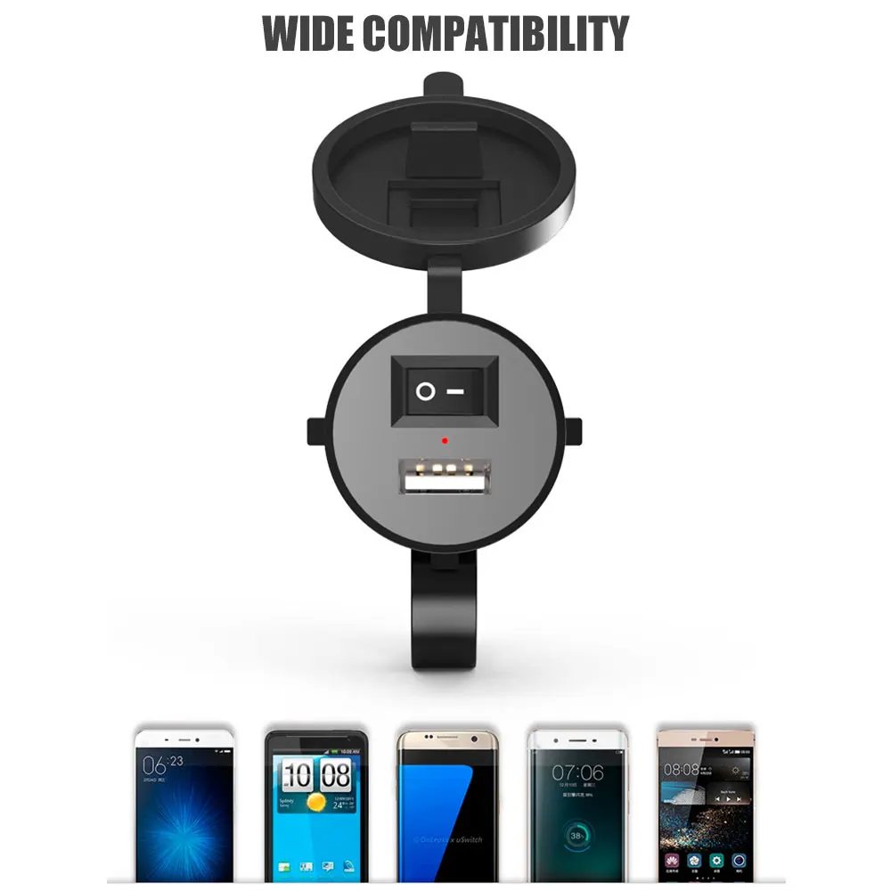 Практичное автомобильное зарядное устройство USB 12V мотоциклетные крепления на