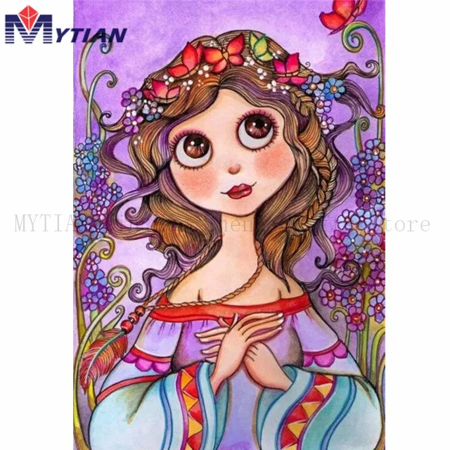 18100522A Pretty Anime Fairytale Princess,Cake,Flowers,5d Diamond Painting Art Kit,MYTIAN DIY Diamond Embroidery Mosaic Water Drill Paint