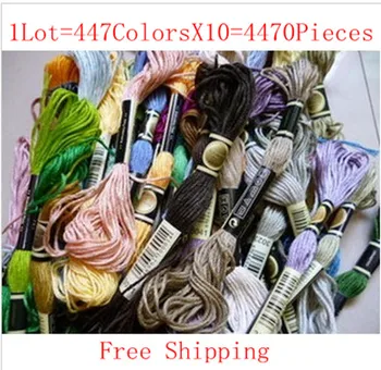 

New High Quality Cross Stitch Thread 1Lot=4470 Pieces=447ColorsX10Sets Similar DMC Thread Cotton Knitted Wire Free Shipping