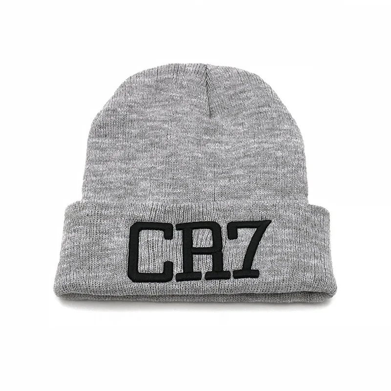 CR7 вязаные шапки, зимняя шапка s Skullies Bonnet Cristiano Ronaldo, Зимние головные уборы для мужчин и женщин, шапка, зимняя Лыжная спортивная теплая шапка - Цвет: Серый