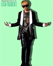 

Male Korean version of the new personality boutique bar singer host stage performance in a black sequined suit jacket. / M-2xL