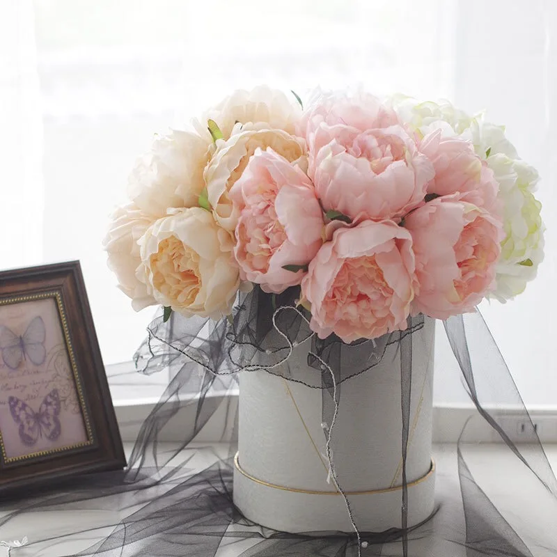 

1 bouquet 6 Head Wedding Artificial Peony Hydrangea Flower Fake Peony Floral Wedding Bridal Bouquet Wedding Home Decoration