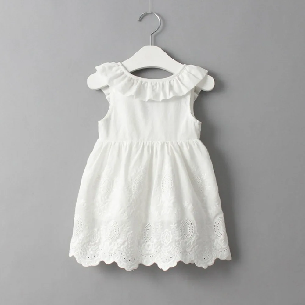 

summer children clothing 2019 new vest embroidery dress cotton white girls dress 2-6 years old baby girl clothes