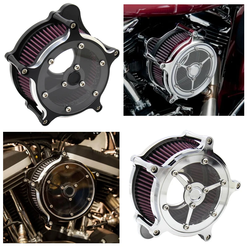 

For Harley Touring Road King Road Glide 2008-2016 Motor CNC Air Filter Cleaner Intake System Chrome 09 10 11 12 13 14 15