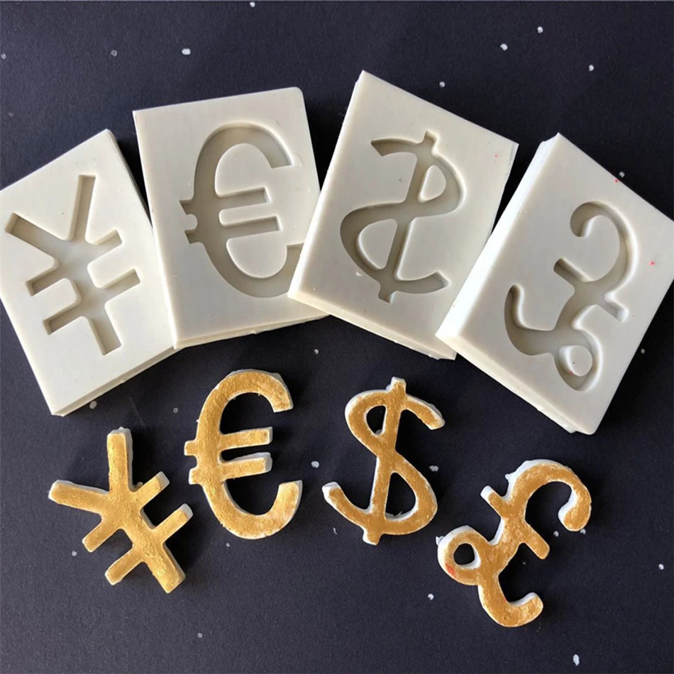 

TTLIFE Dollar Euro Renminbi Sterling Money Sign Silicone Mold Fondant Cake Decoration Tools USD Confectionery Chocolate Moulds