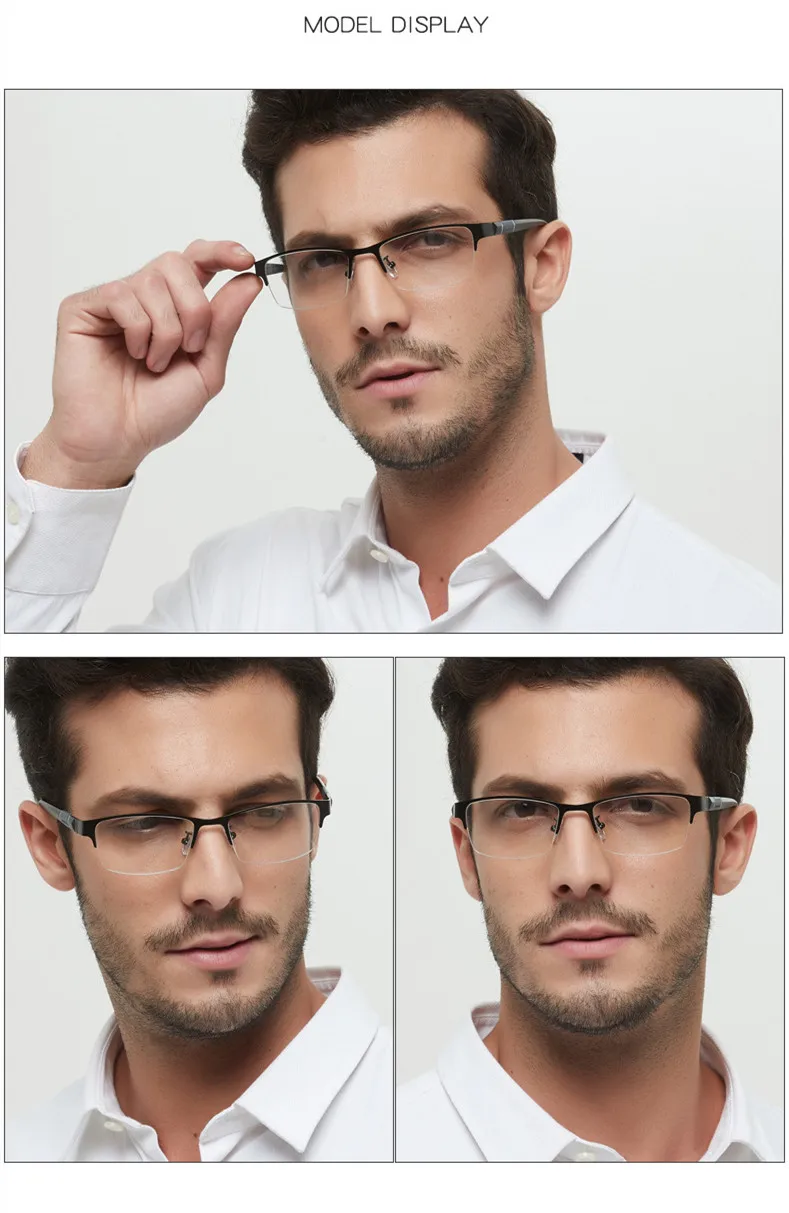 Винтажные Модные мужские очки для чтения с полуоправой из металла, очки для дальнозоркости от 1,0 до 4,0 8015