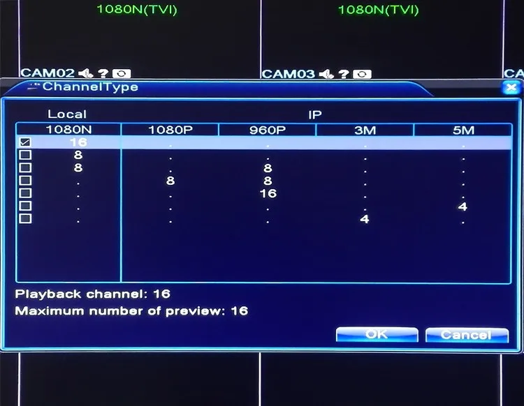 16 channnels 16ch ahd dvr channel type picture