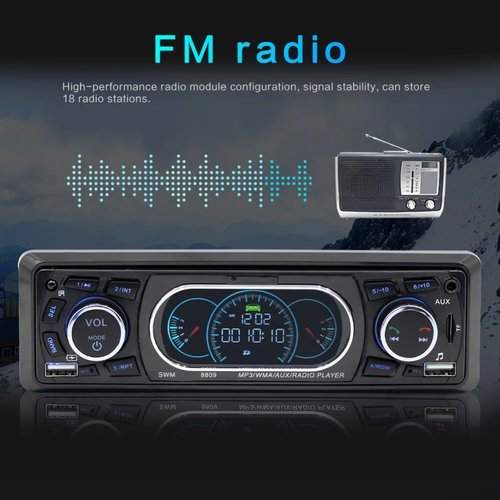 MP3-плеер Bluetooth 1-Din автомобильный стерео аудио в тире Поддержка USB/TF/AUX/FM приемник с беспроводным пультом дистанционного управления