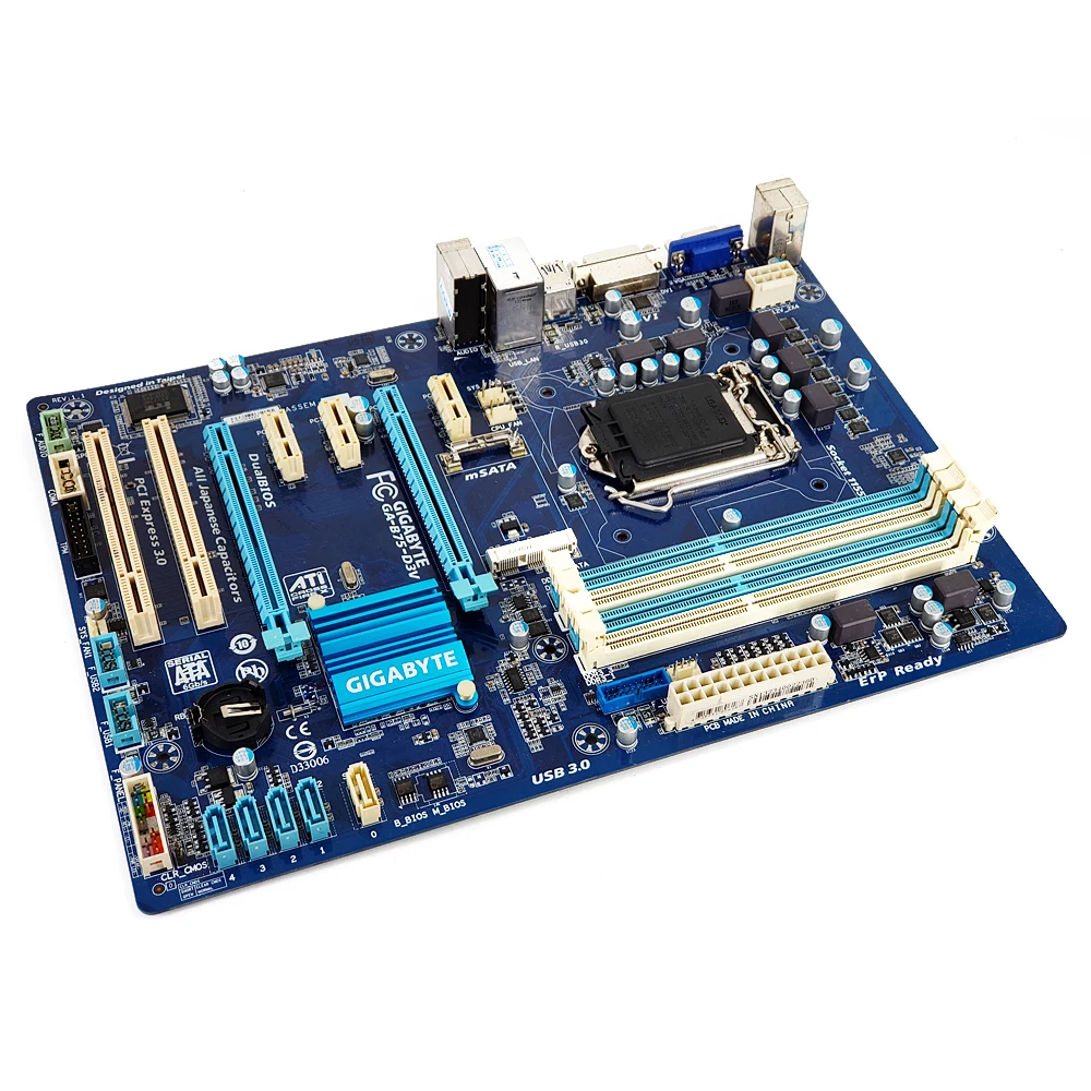 Gigabyte GA-B75-D3V рабочего Материнская плата B75-D3V B75 LGA 1155 Core i7 i5 i3/Pentium/Celeron DDR3 32G SATA3 USB3.0 VGA, HDMI, DVI блок питания ATX