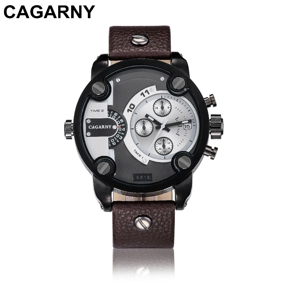 Orologi Uomo CAGARNY повседневные часы с кожаным ремешком и большим циферблатом кварцевые мужские водонепроницаемые военные спортивные часы Relogio Masculino - Цвет: 1