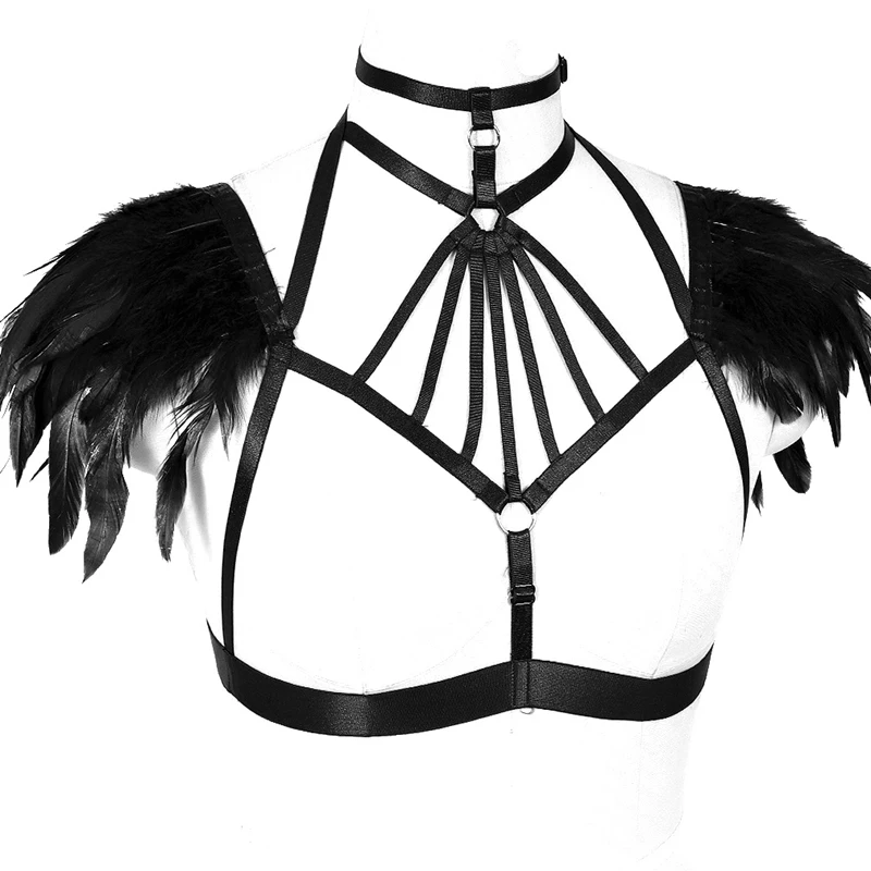Feather Epaulette Наплечные Крылья ангела регулируемый ремень клетка бюстгальтер шея