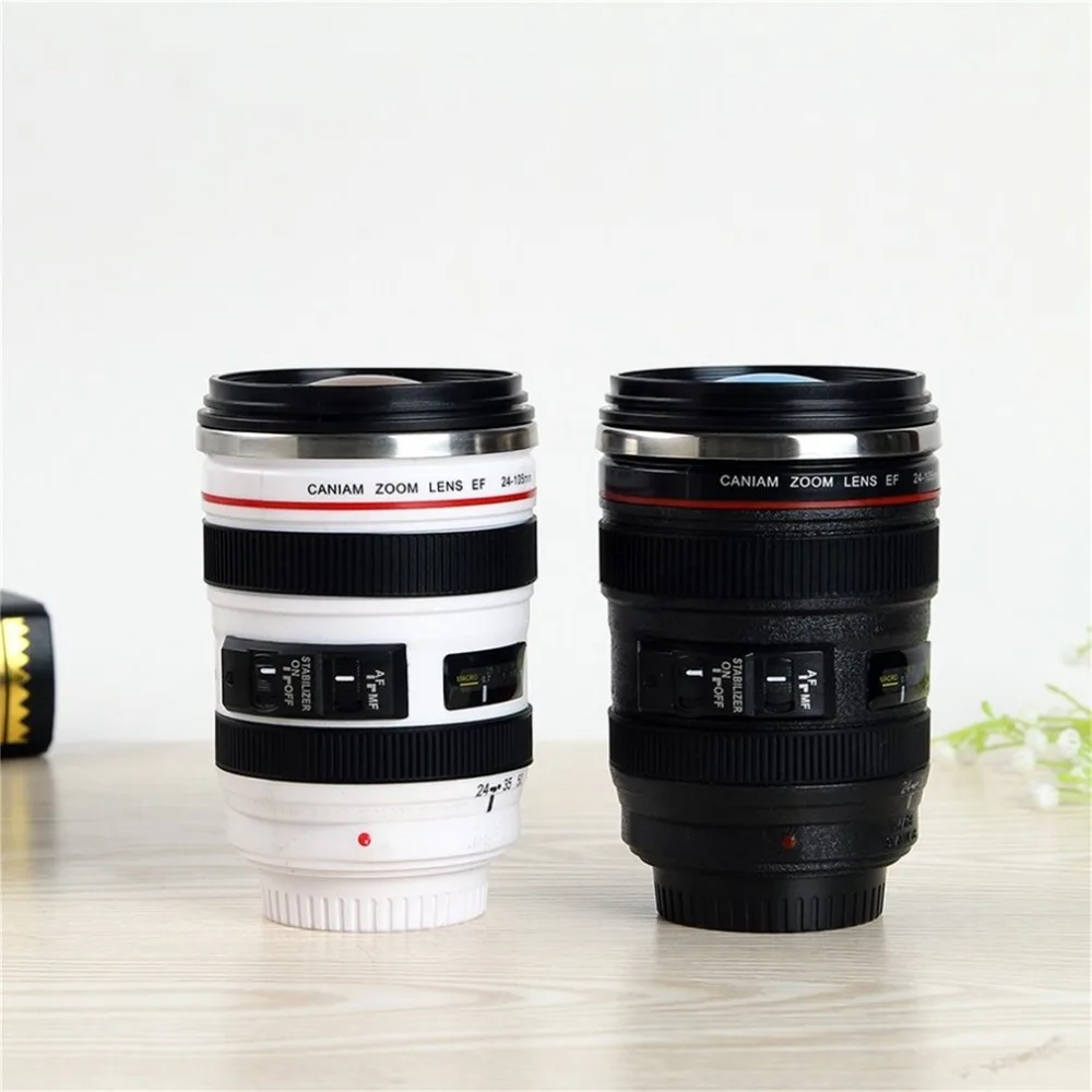 

Fashion 1Pcs Durable DIY Stainless Steel Vacuum Flasks Travel Coffee Mug Cup Water Coffee Tea Camera Lens Cup With Lid Gift