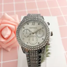 CONTENA Top Marca Mulher relógios Senhoras Da Forma do Relógio de Cerâmica Branca de Cristal de Ouro de Luxo Mulheres de Alta Qualidade Relógio de Quartzo