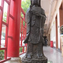 Bi002529 4" Огромный Китай Храм Бронзовый вырезать 18 архат Гуань инь Бодхисаттва статуя Будды