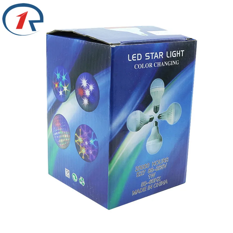 ZjRight E27 светодиодные лампы RGB Звездные огни авто вращение праздничные сказочные
