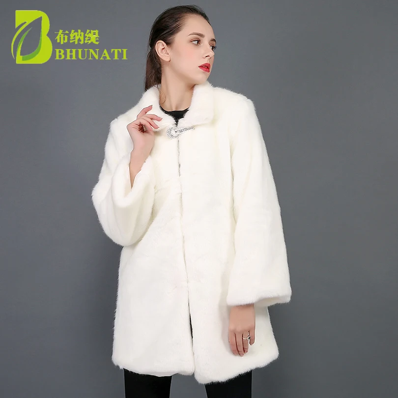 BHUNATI зимнее плотное теплое Женское пальто из искусственного меха воротник-стойка искусственный мех пальто из искусственного меха норки женские пальто