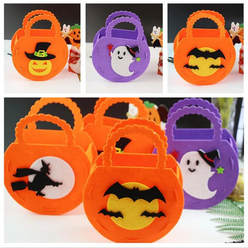 

One Piece 4 Design Mini Cute Round Halloween Candy Bag For Halloween Party