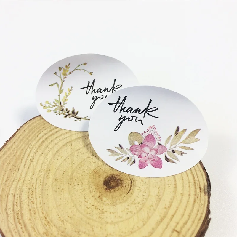 

600 Pcs/lot Vintage Flower Gift Seal Sticker Thank You Wedding Birthday Party Cookie Cake Gift DIY Paper Scrapbooking Labels