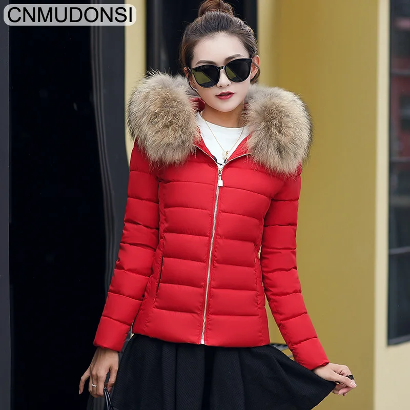 Женская теплая зимняя куртка, весна-осень, женское пуховое хлопковое пальто с капюшоном и меховым воротником, однотонное приталенное Женское пальто большого размера XL