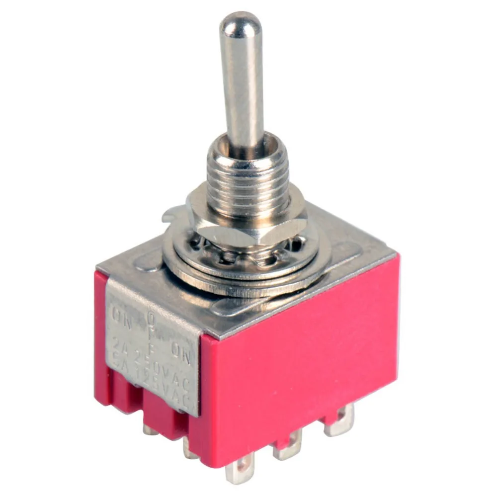 

1Pcs 9-Pin Mini Toggle Switch 3PDT 2 Position ON-ON 2A250V/5A125VAC VE070 P