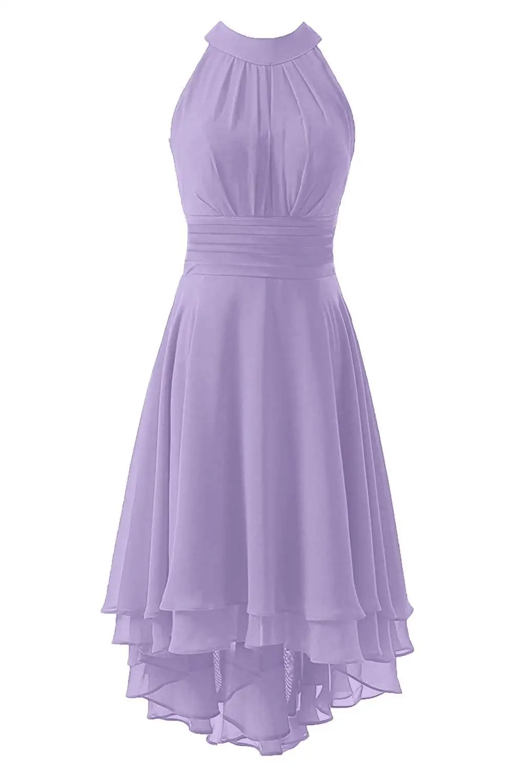 JaneVini популярное шифоновое Сиреневое платье для свадебной вечеринки, выпускного вечера, Высокие Низкие зеленые платья подружки невесты, женские платья подружки невесты длиной до середины икры - Цвет: Lavender