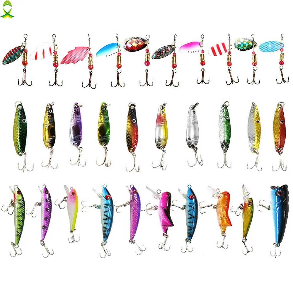 Jshanmei Fishing Lure Kit Spinners Plastic Minnow Variety Spinnerbait