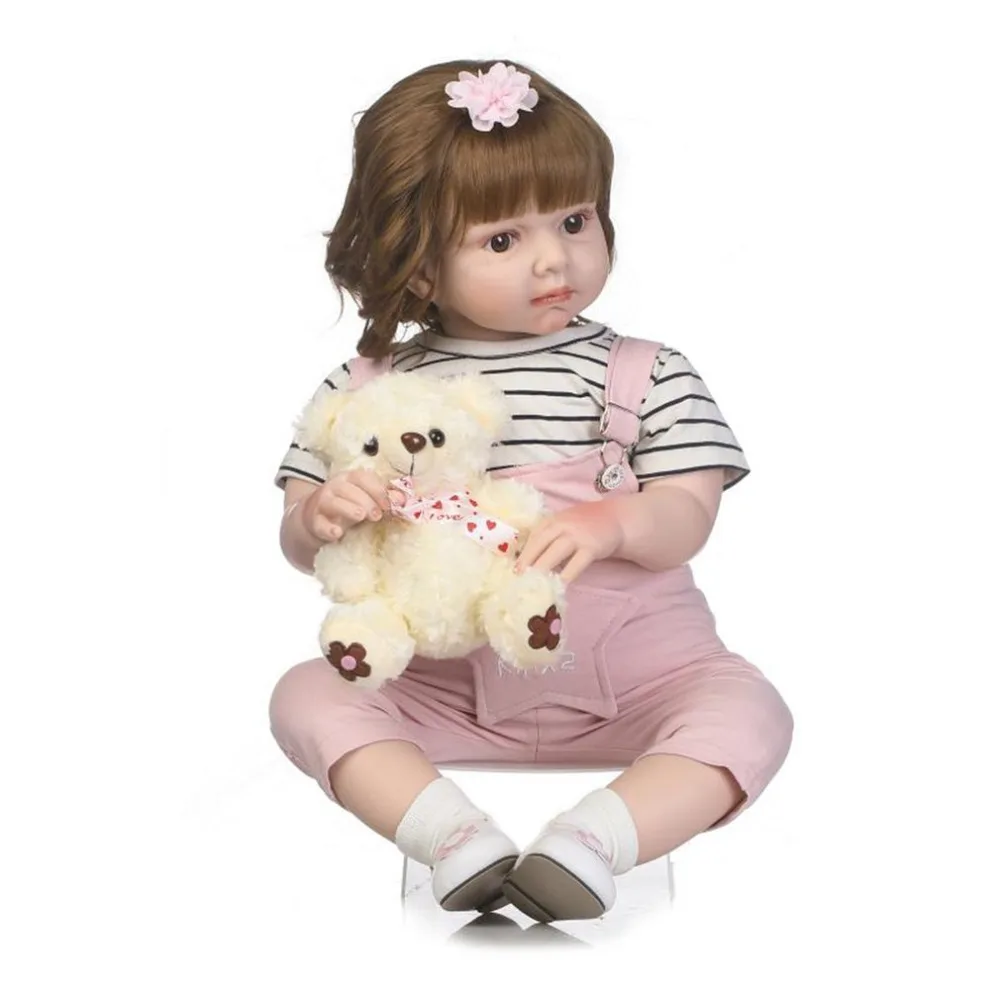 

70cm Baby Reborn Doll Soft Silicone Lifelike Doll With Rompers High Grade Simulation Newborn Doll Photograph Props Children Toys