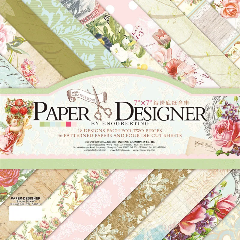 

7x7inch Elegant Series Vintage Flower Scrapbooking Card Paper Pad Pack Origami Art Background Paper
