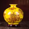 New Chinese Style Vase Jingdezhen Yellow Crystal Glaze Flower Vase Home Decor Handmade Shining Famille Rose Vases 1