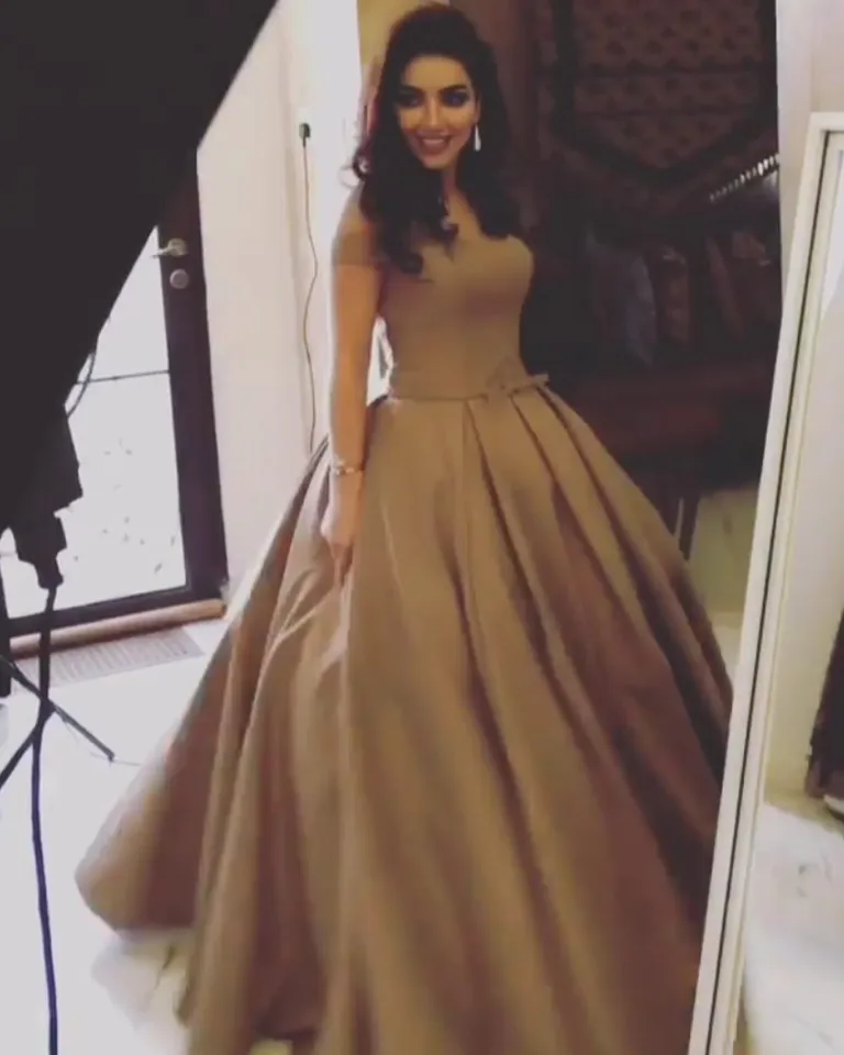 brown ball gown