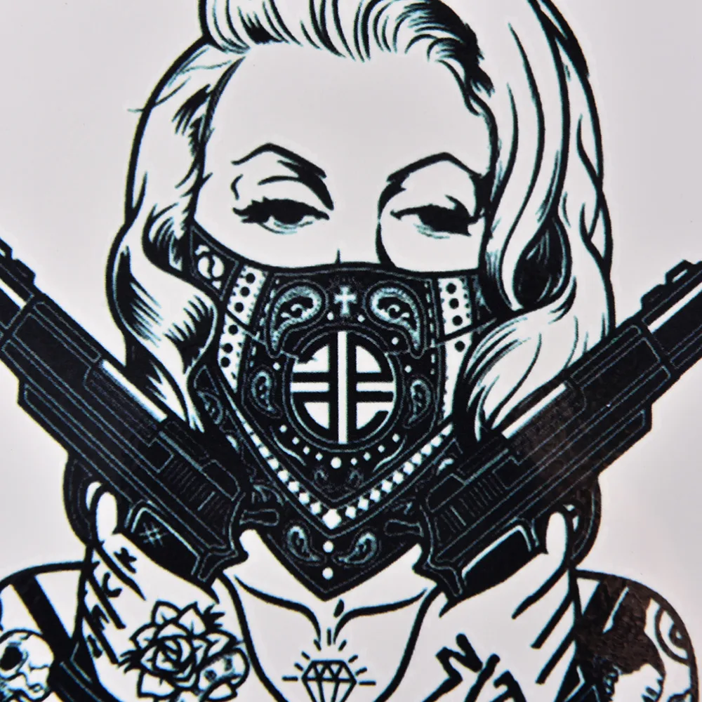 فتاة مع البنادق الوشم المؤقت للماء كبيرة الذراع الجسم فن الوشم اللاصق فتاة مع البنادق الوشم المؤقت للماء كبيرة الذراع الجسم فن الوشم اللاصق