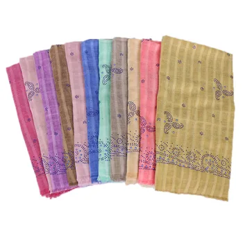 

New design cotton glitter Hijab diamond scarf shawls muslim Turban wraps headband shawls long wrap Islamic scarves 180*80cm