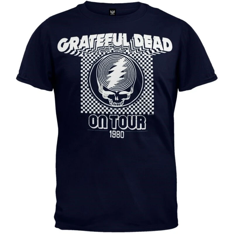 Grateful Dead-On Тур 1980 мягкая мужская футболка для взрослых | Мужская одежда