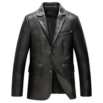 

Men Suit Collar Sheep Leather Jacket