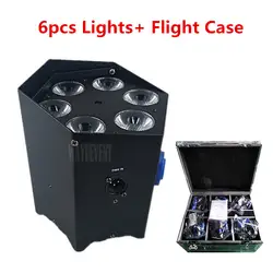 6 шт. с Flycase 6x15 Вт LED PAR свет DMX512 Батарея Беспроводной профессиональный свет этапа дистанционный пульт свадебное Wash освещение