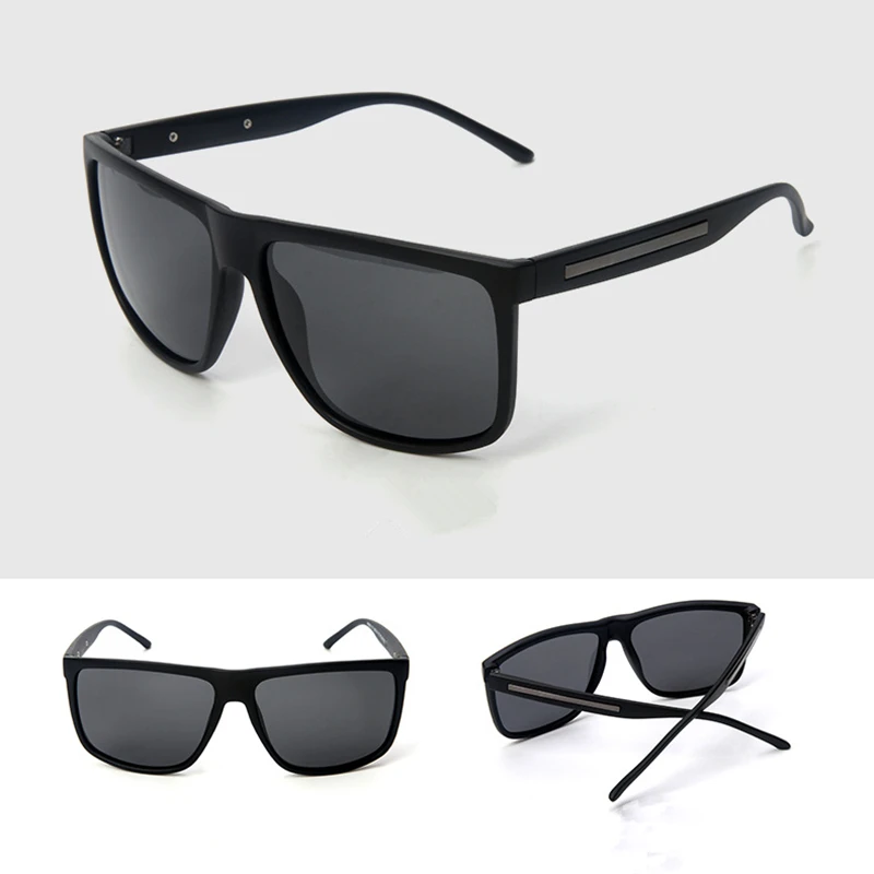 BARCUR Brand Fashion Black Sunglasses Men Polarized
