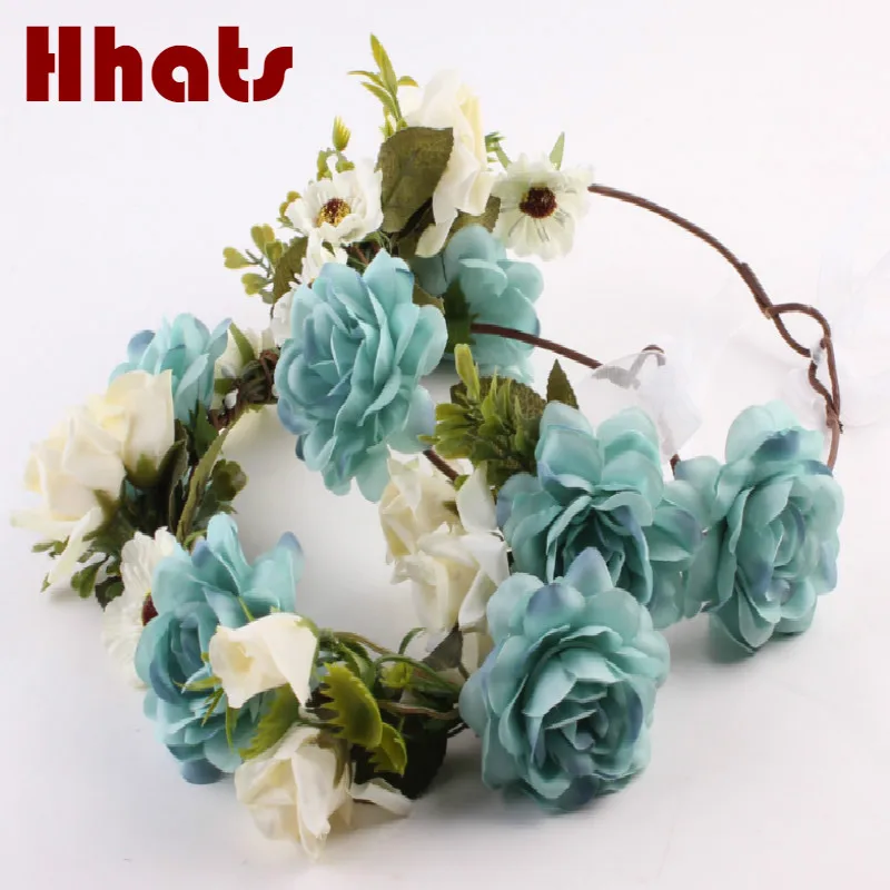 

Party festival artificial flower hair accessories women girl wedding silk flower headband crown garland floral bridal headwear